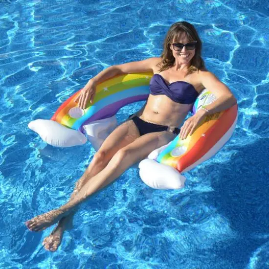 Pool Central® 4.75ft. Inflatable Rainbow Swimming Pool Lounge Chair {3}