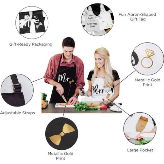 Kate Aspen&reg; Mr. & Mrs. Couples Apron Gift Set {6}