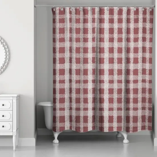 Chalky Plaid Shower Curtain Maroon {3}
