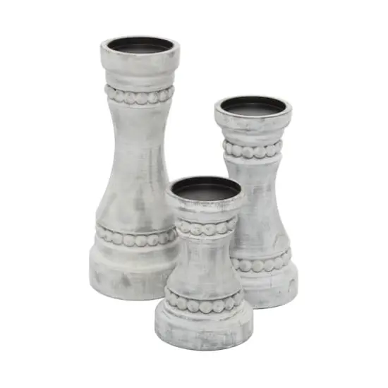 Gray Wood Farmhouse Candle Holder Set {3}