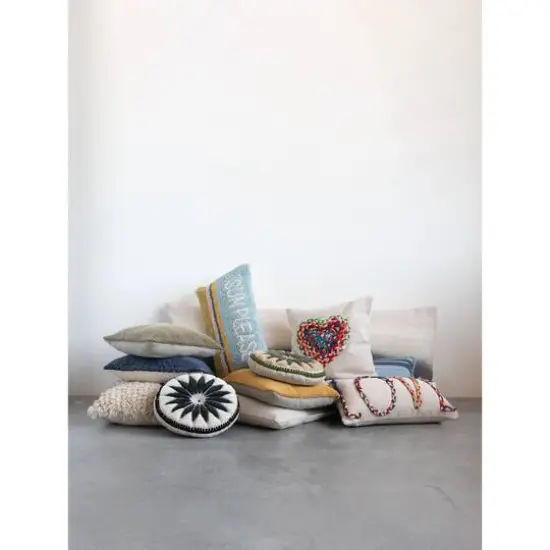 Love Chindi Appliqued Cotton Pillow {5}