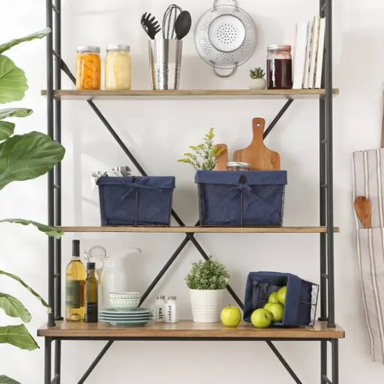 DII&reg; Rustic Bronze Chicken Wire Baskets with French Blue Liners Set {6}