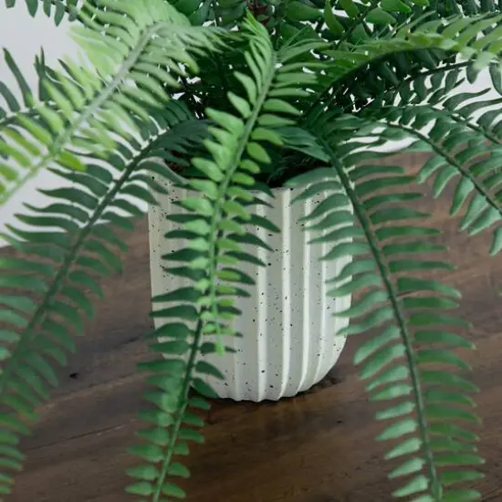 16" Artificial Boston Fern Plant in Decorative Cement Planter {7}
