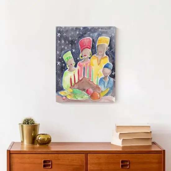 Watercolor Kwanzaa Family Table Canvas Wall Art {5}