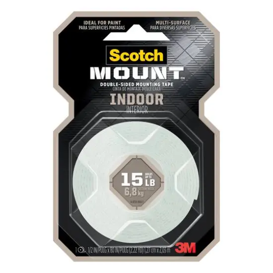3M Scotch Mount&trade; Indoor Double-Sided Mounting Tape, 1/2" x 80" {1}