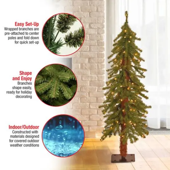 4 ft. Pre-Lit Hickory Cedar Artificial Christmas Tree, Clear Lights {6}
