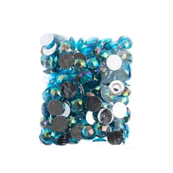 John Bead 16mm AB Acrylic Round Flat Back Rhinestones, 200ct. Aqua AB {4}