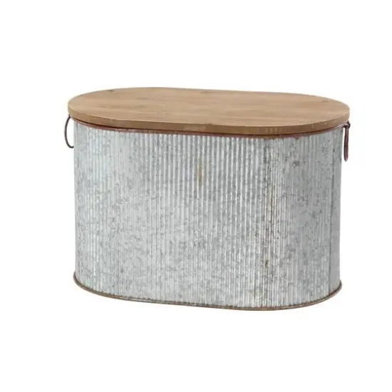 Set of 3 Brown Metal Farmhouse Storage Bench, 23", 48" {5}