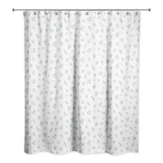 Daisy Pattern Shower Curtain Blue {1}