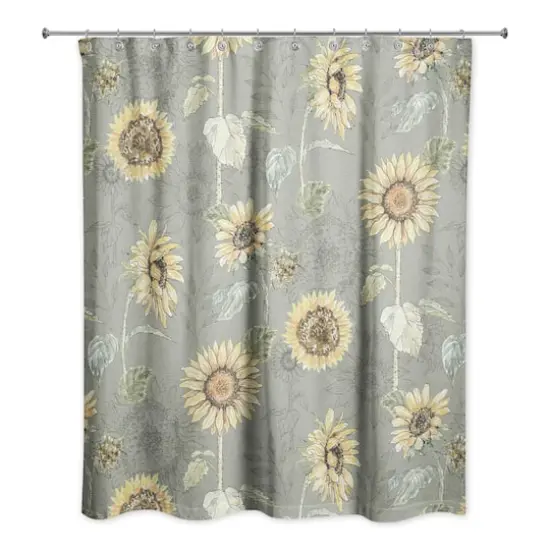 Sunflower Pattern Shower Curtain Green {1}