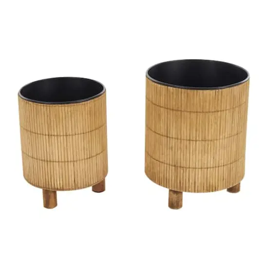 Brown Bamboo Wood Planter Set {4}