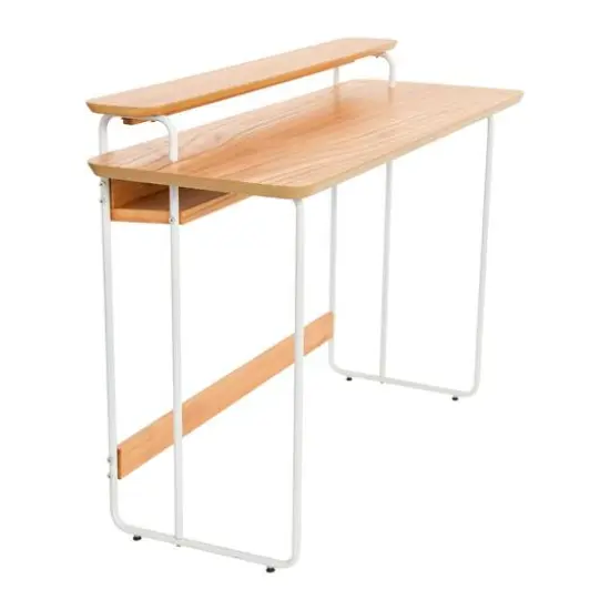 Hello Honey&reg; Pacifica Mid-Century Modern Computer Desk White/Cinnamon {11}