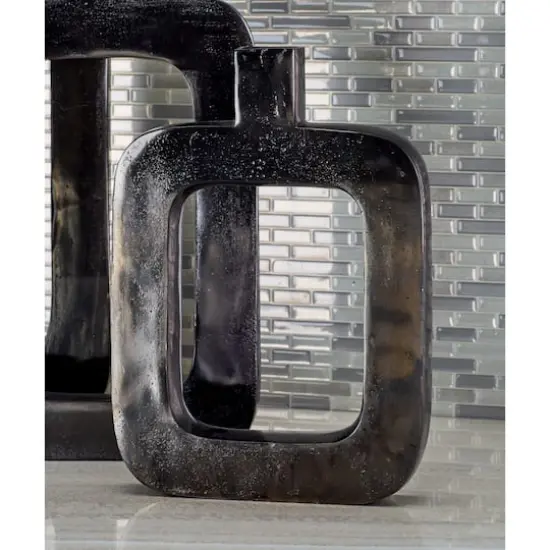 Black Aluminum Contemporary Vase {6}