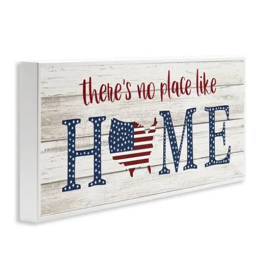 Stupell Industries Patriotic There's No Place Like Home Phrase Americana Framed Giclee Art White {4}