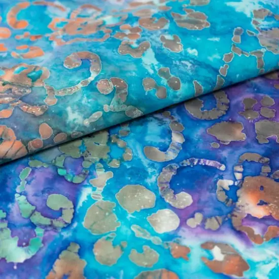 SINGER Batik Green & Purple Flower Cotton Fabric {3}