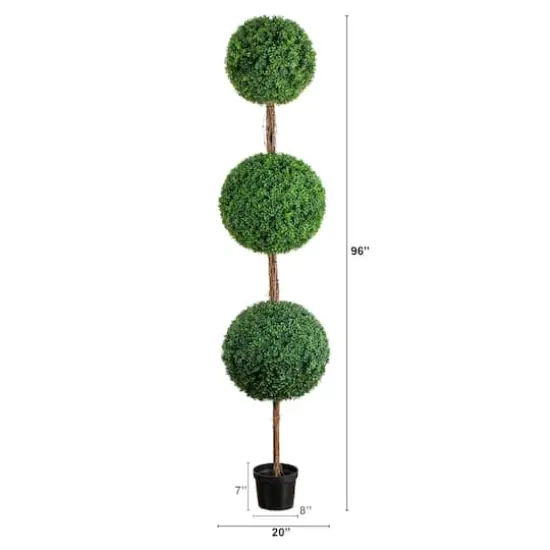 8ft. UV Resistant Artificial Triple Ball Boxwood Topiary Tree (Indoor/Outdoor) {3}