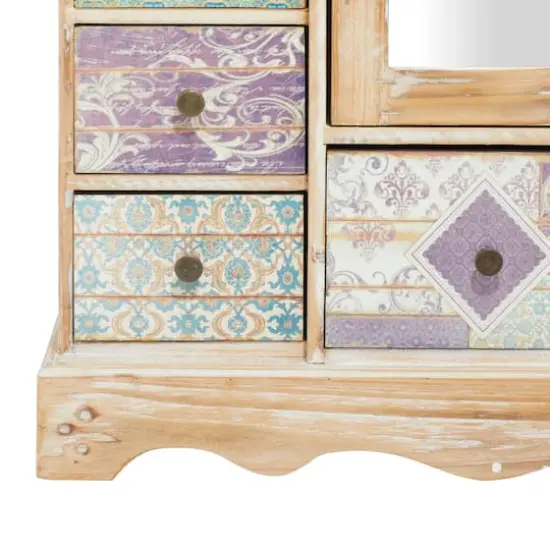 16" White & Blue Wood Vintage Jewelry Box {3}