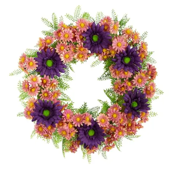 21" Mixed Daisy Wreath {1}