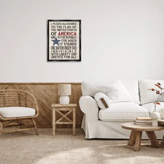 Stupell Industries Pledge of Allegiance Patriotic Floater Framed Art Black {3}