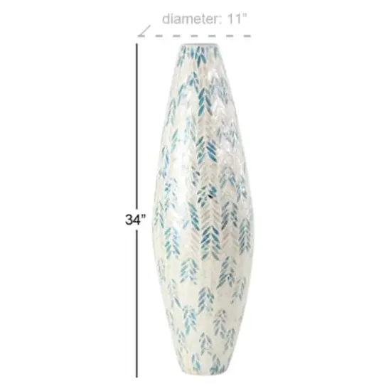 34" White Bamboo Coastal Vase {5}