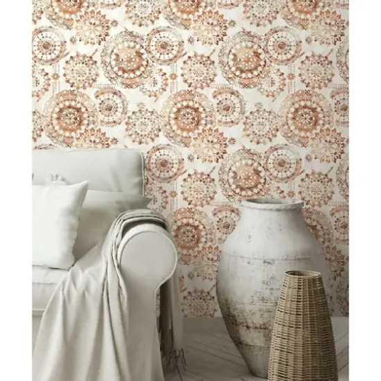 RoomMates Bohemian Medallion Peel & Stick Wallpaper Orange and White {5}