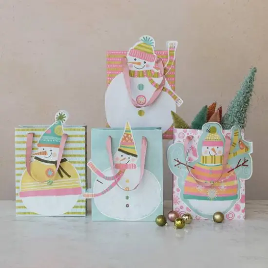 Hello Honey&reg; Printed Paper Snowman-Shaped Gift Bag Set {3}