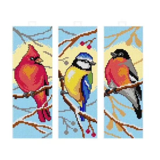 Orchidea Plastic Canvas Counted Cross Stitch Kit With Plastic Canvas Bookmarks Birds Set Of 3 Designs {1}