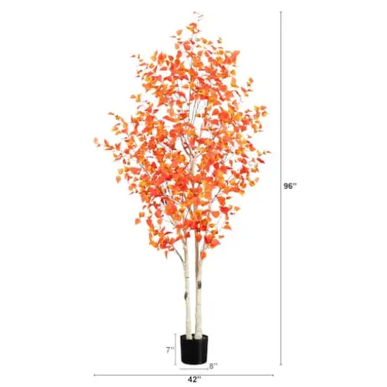 8ft. Potted Artificial Autumn Birch Tree {5}