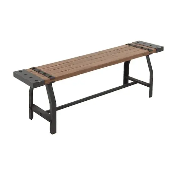 Brown Iron & Wood Industrial Bench {3}