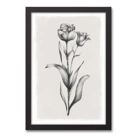 Floral Stems Sketch 13.73" x 19.73" Black Framed Canvas {1}