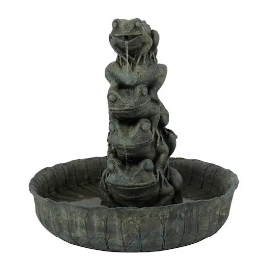 Green Resin Rustic Fountain, 19" x 20" x 19" {1}