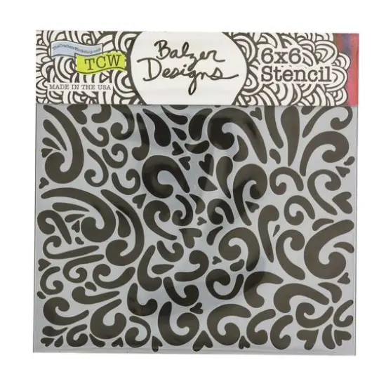 The Crafter's Workshop Heart Swirls Stencil, 6" x 6" {1}