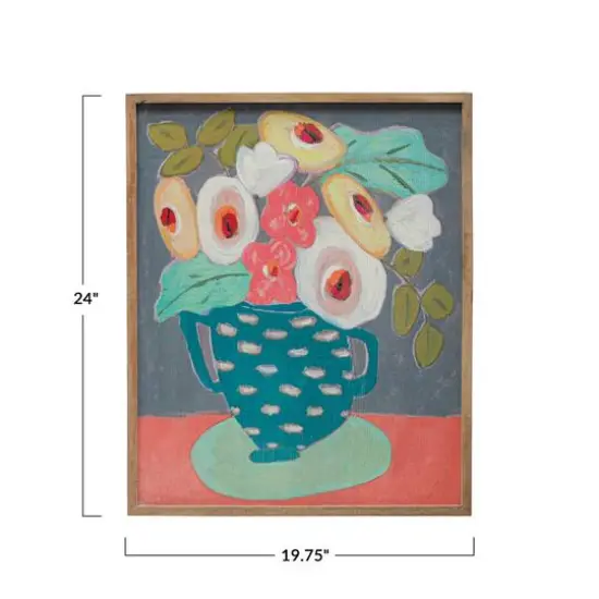 Hello Honey&reg; Multicolor Flowers in Vase Wall Art with Boho Wood Frame & Glass Cover {6}