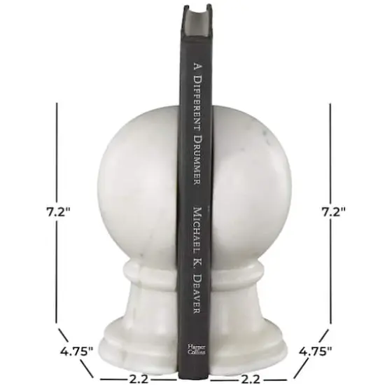 7" White Marble Globe Sleek Orb Decorative Bookends, 2ct. {8}