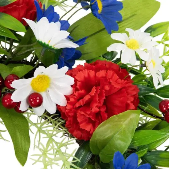 21" Red, White & Blue Mixed Floral Americana Wreath {5}