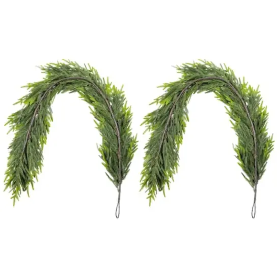 Glitzhome&reg; 6ft Christmas Greenery PE Garland, 2ct. {8}