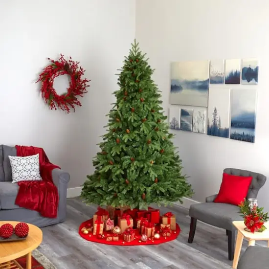 8ft. Pre-Lit Wellington Spruce Artificial Christmas Tree, Clear LED Lights {6}