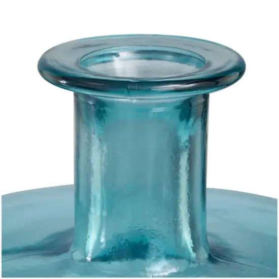 17" Teal Recycled Glass Spanish Bottleneck Vase {4}