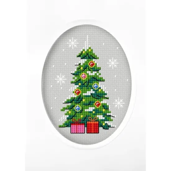 Orchidea Complete Counted Cross Stitch Kit - Greetings Card Christmas Tree {1}