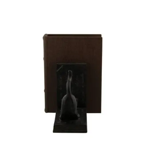 Black Polystone Eclectic Cat Bookends Set {5}