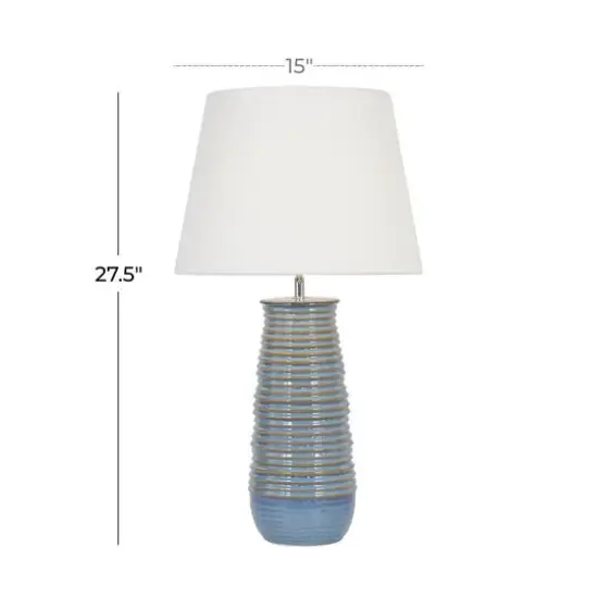 Blue Ceramic Rustic Table Lamp, 28" x 15" x 15" {12}