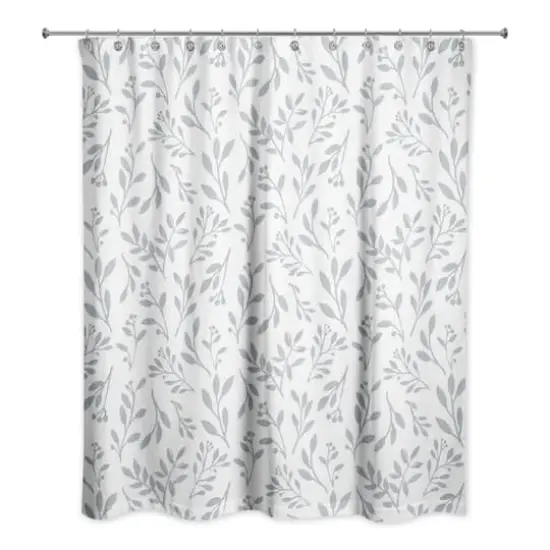 74" Delicate Floral Shower Curtain Blue and White {1}