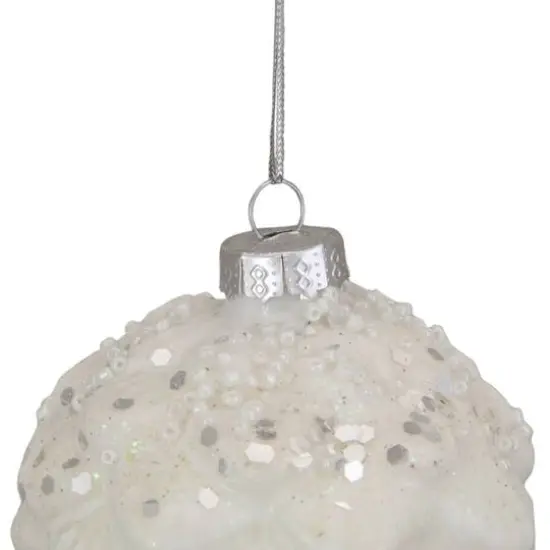 3.5" Silver Frosted Pine Cone Glass Christmas Ornament {4}