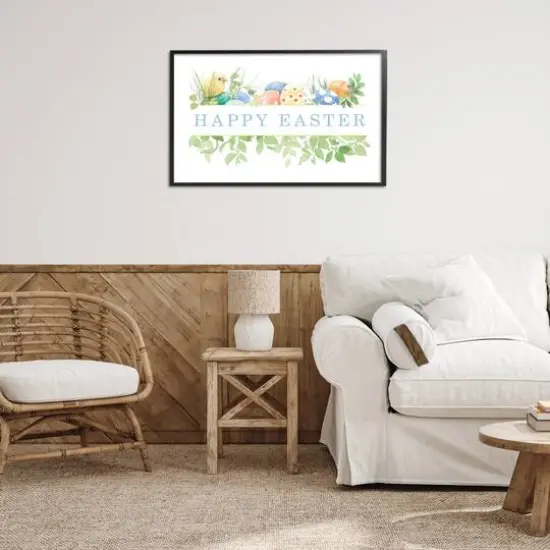 Stupell Industries Floral Happy Easter Framed Giclee Art Black {3}