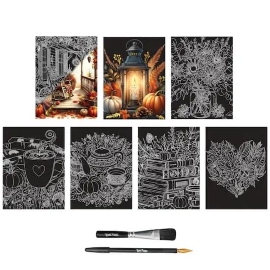 Brea Reese&trade; 6" x 8" Fall Florals Season Scratch Art Paper Pad {3}