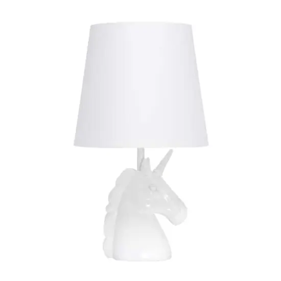 Simple Designs 15.5" Unicorn Table Lamp White/Iridescent Rainbow Glitter {1}