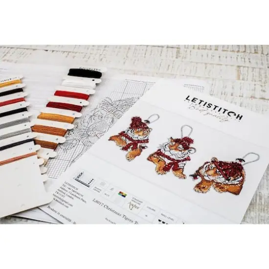 Letistitch Christmas Tigers Toys Set Plastic Canvas Counted Cross Stitch Kit {3}