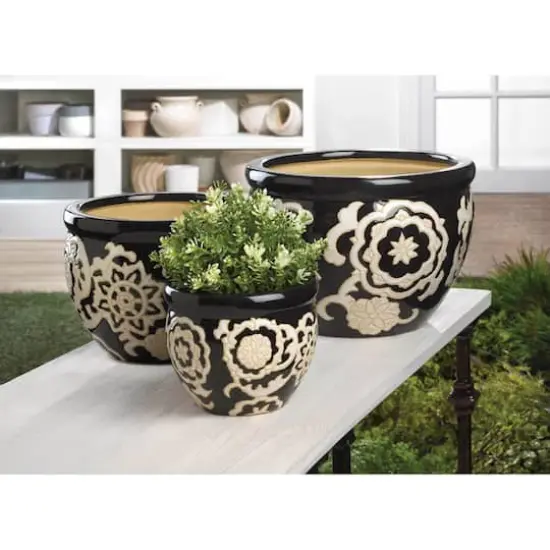 Floral Nights Ceramic Planter Set {3}