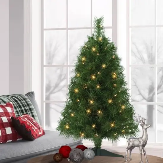 3ft. Pre-Lit Snow Ridge Artificial Fir Christmas Tree, Clear Lights {4}