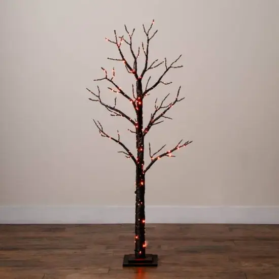 5ft. Pre-Lit Artificial Halloween Twig Tree with 360 Orange & Purple LED Lights {10}